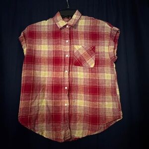 True Craft Red and Cream Plaid Blouse